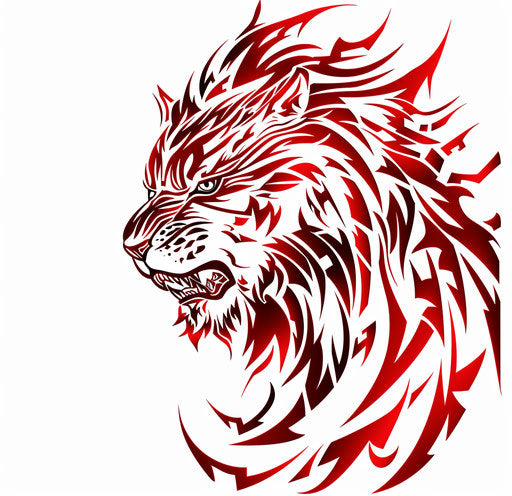 Tribal lion head design on white background