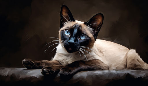 Siamese cat playing, dark brown and beige