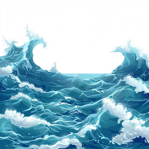 Sea clipart in a realistic style on flat white background