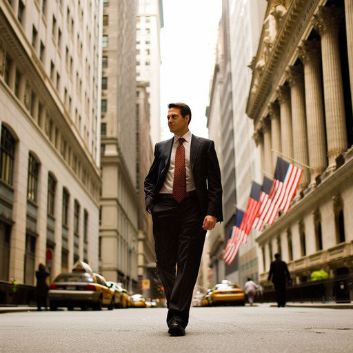 Confident businessman on Wall Street