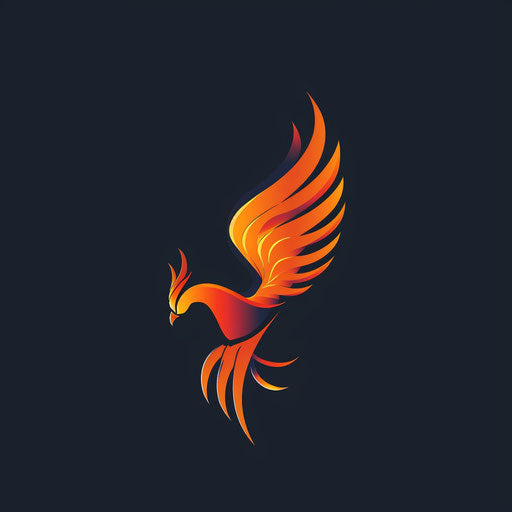 Abstract phoenix logo symbolizing rebirth and resilience