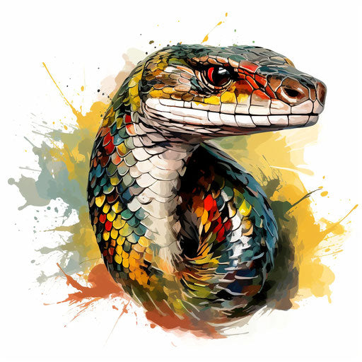 Impressionistic Art cobra clipart on white background