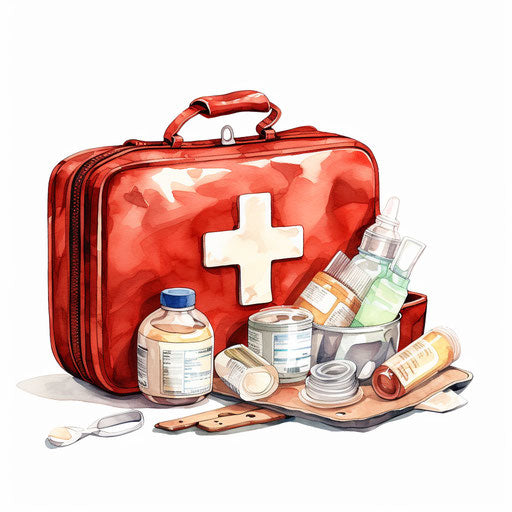 First aid illustration in the style of Impressionistic Art, on a white background