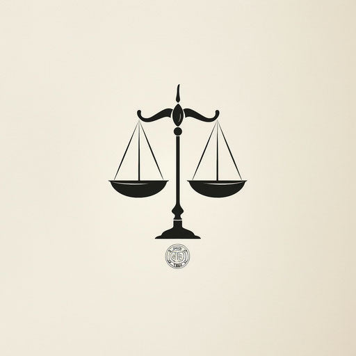 Stylish attorney logo with minimalist scale on light beige background