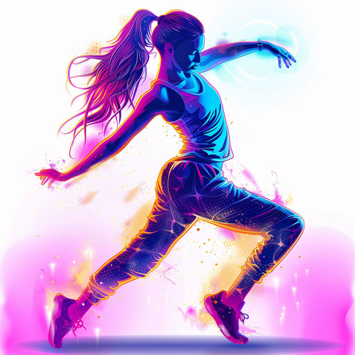 Zumba clipart in photorealistic style with flat random background, ethereal glow and soft edges