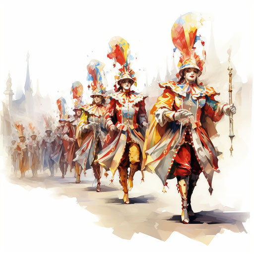 Parade illustration in the style of Oil painting, on a white background