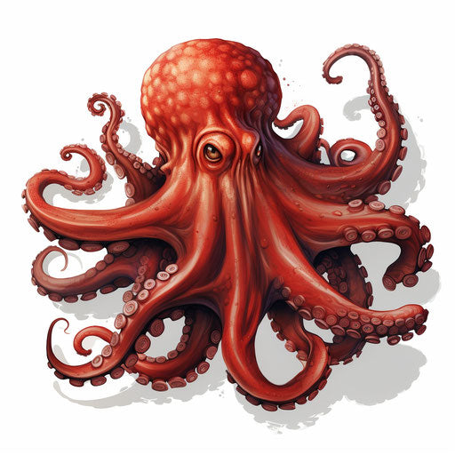 Octopus clipart in the style of Chiaroscuro Art, on white background