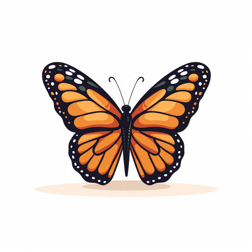 Monarch butterfly clipart in Minimalist style on white