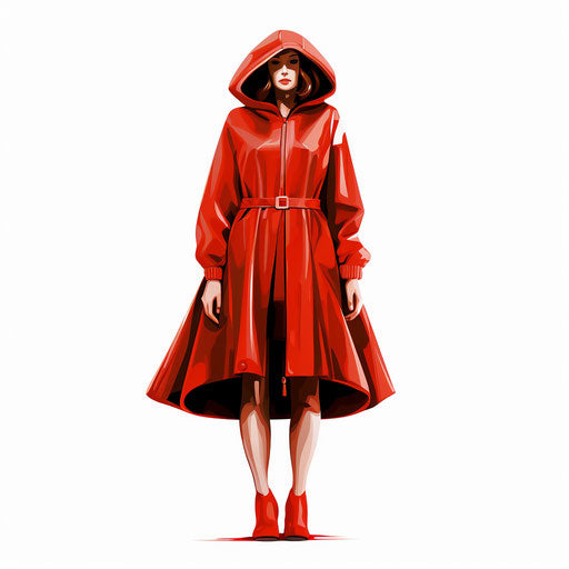 Raincoat drawing in the style of Chiaroscuro Art, on a white background