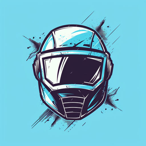 Stylish welding logo with a hand-drawn welding mask and a light blue background