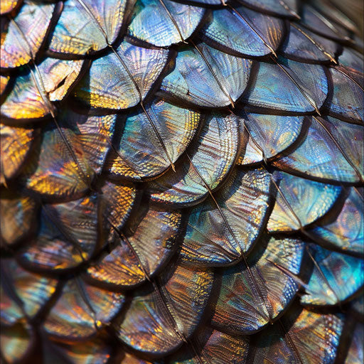 Shimmering fish scales in a kaleidoscope of colors