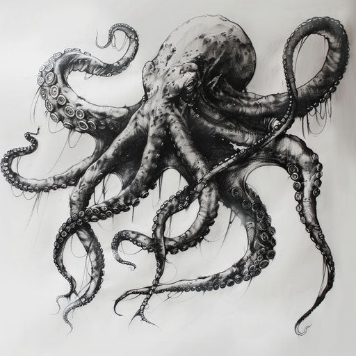 Realistic kraken tattoo with lifelike details on white background