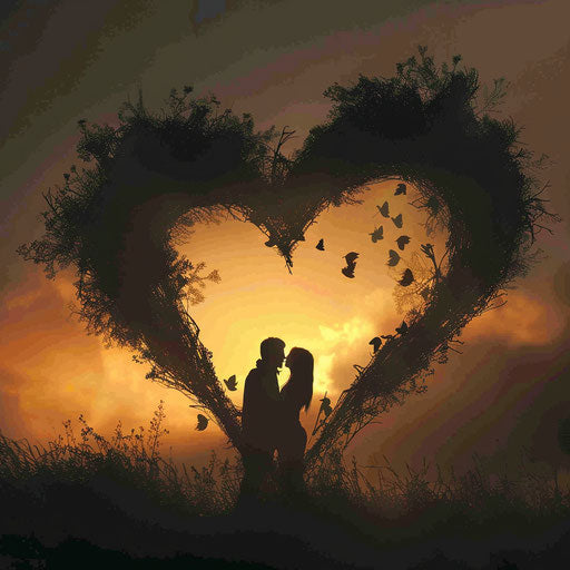 Love at first sight of the heart, harmonious nature style