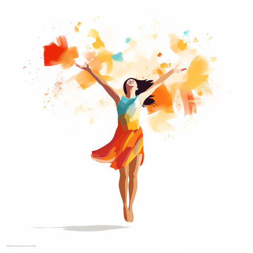 Minimalist style illustration of joy, on a white background