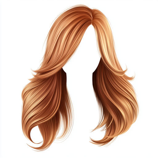 3D hair in photo realistic style with flat white background, isolated clipart
