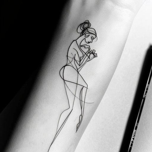 Stylish flat tattoo sketch of a fashion figure
