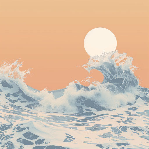 Wave clipart with flat random background and vintage filter