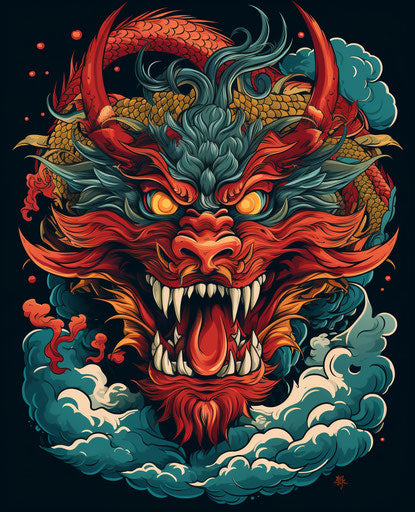 The red dragon with its teeth, alchemical symbolism style