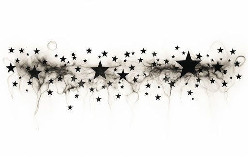 Black stars on white background, tattoo style, princesscore