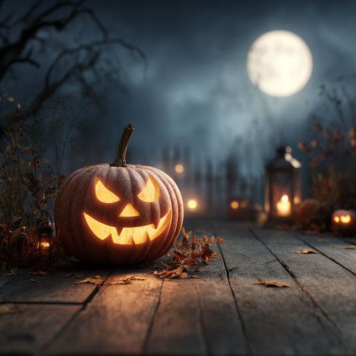 Classic Halloween Scene with Glowing Jack-o'-Lantern