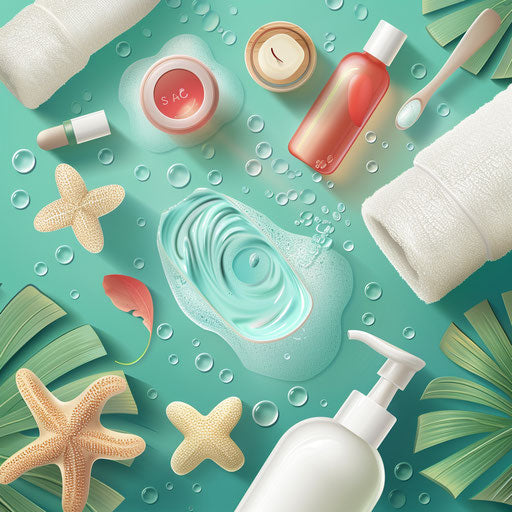 Self care clipart with flat random background