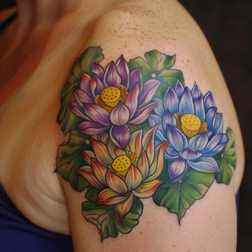 Matching lotus flowers symbolizing growth
