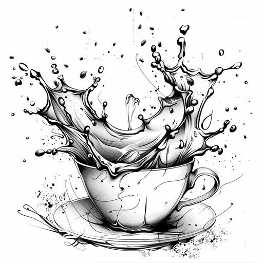 Dynamic sketch of a coffee splash