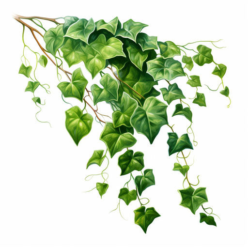 Ivy clipart in the style of Oil painting, on a white background