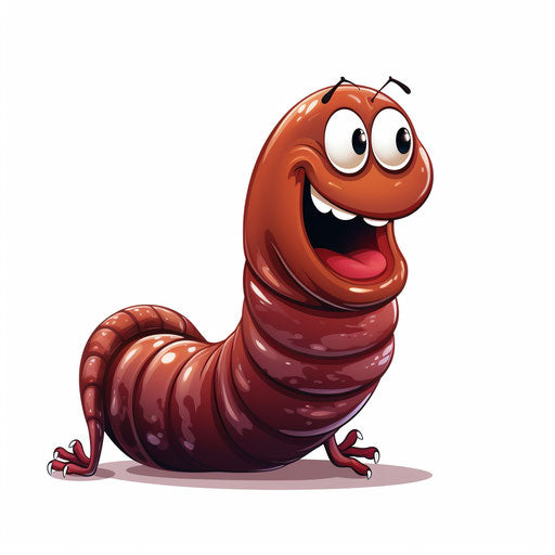 Worm illustration in the style of Chiaroscuro Art, on white background