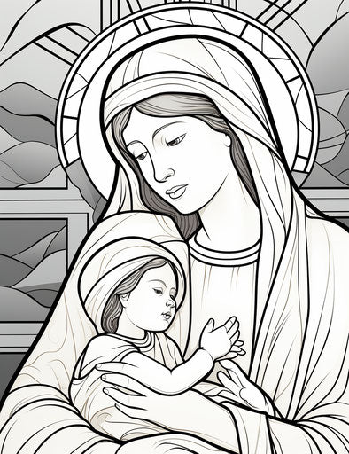 Jesus mother of the baby coloring, Pont-Aven school style