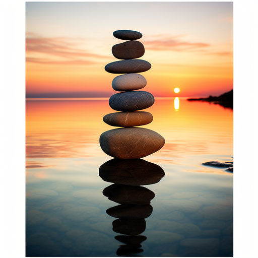 Glass Stone Stack for WhatsApp DP at Sunset Art Print