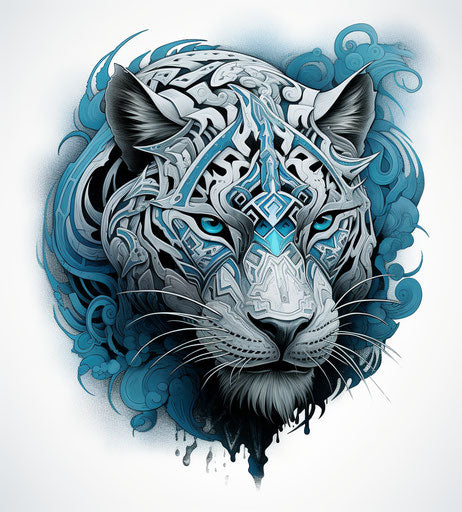 Tattoo design of a lion tiger ray, Maori art style