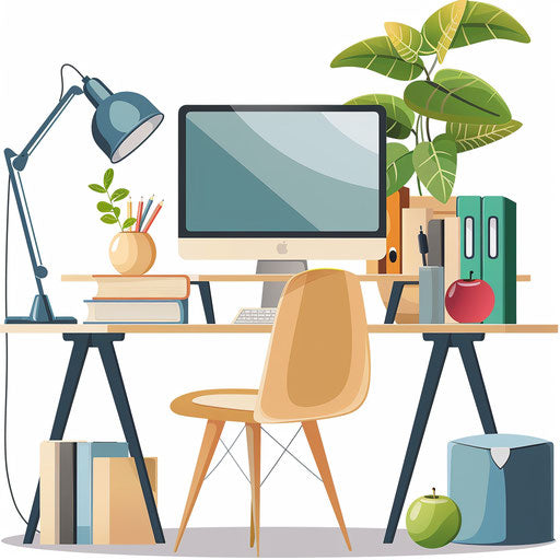 Study clipart in a photo realistic style with a flat and white background