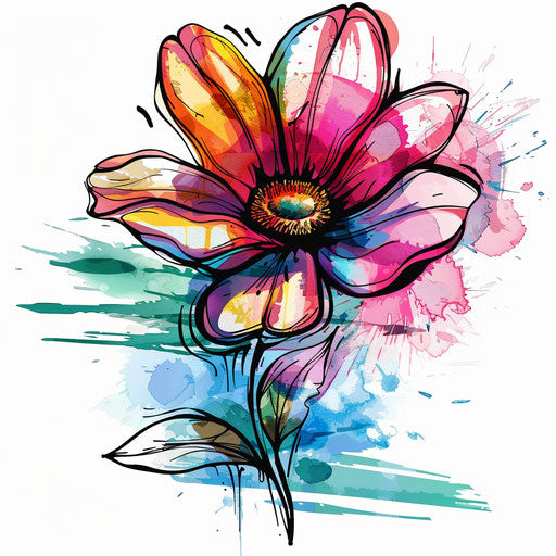March birth flower in flat tattoo style