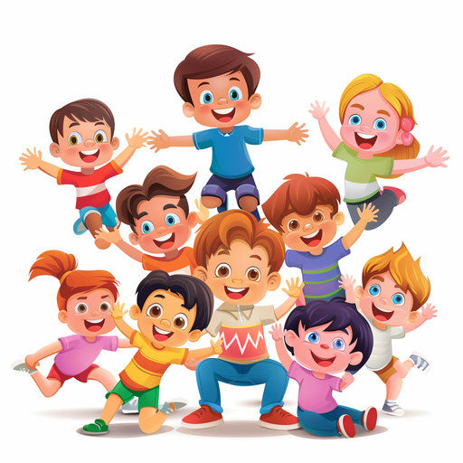 Preschool clipart in photo realistic style with dynamic lighting and vivid colors