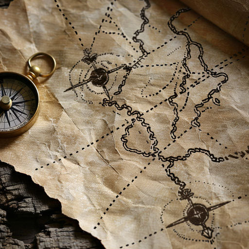 Adventurous map logo with treasure map aesthetic