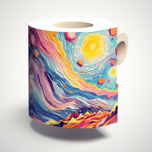 Toilet paper in Impressionistic style on white background