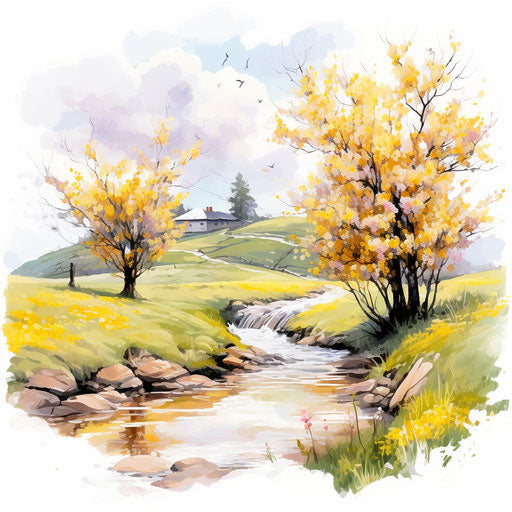 Spring illustration in the style of Oil painting
