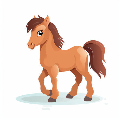 Minimalist pony clipart on white background