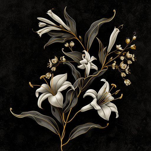 Illustration of march rendered in a realistic style on a flat, dark charcoal background, accentuating dramatic contrast and intricate detail