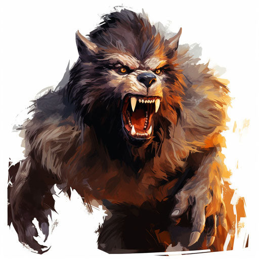 Werewolf in Oil painting style on white background