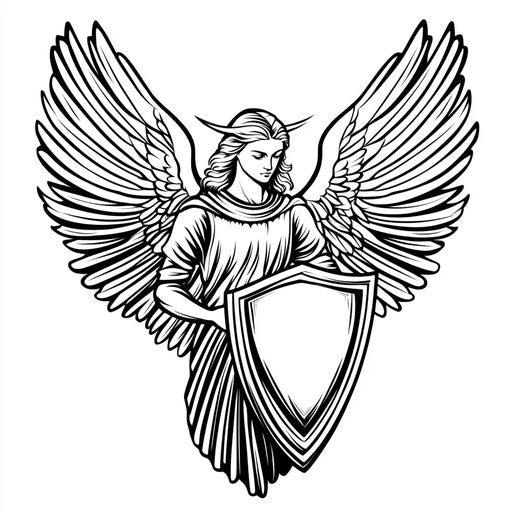 Religious tattoos for men with guardian angel holding shield