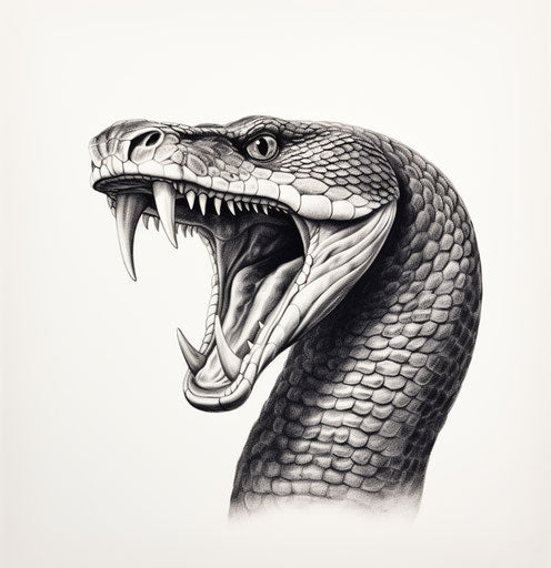 Ink drawing of snake sticking its tongue out, net art style