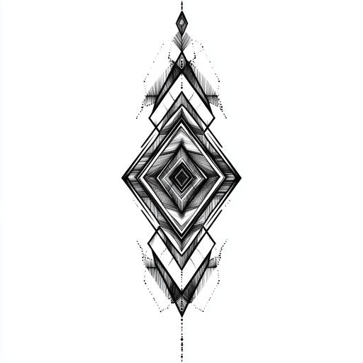 Male thigh tattoo sketch with abstract geometric pattern
