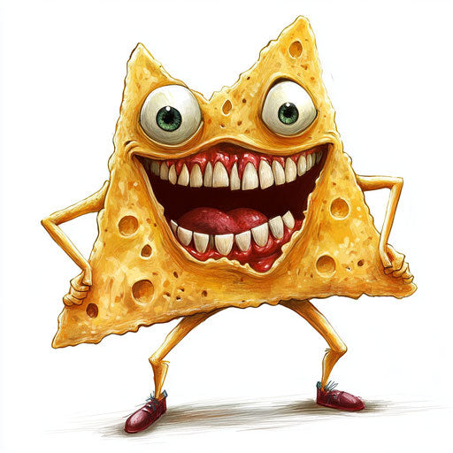 Humorous caricature of a nachos clipart with human characteristics