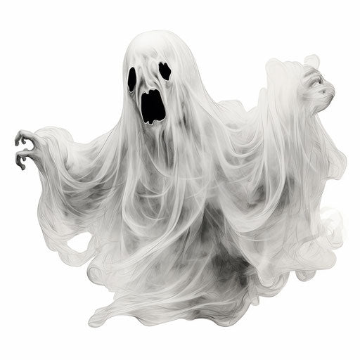 Doodle drawing ghost, animated GIF style, rough texture