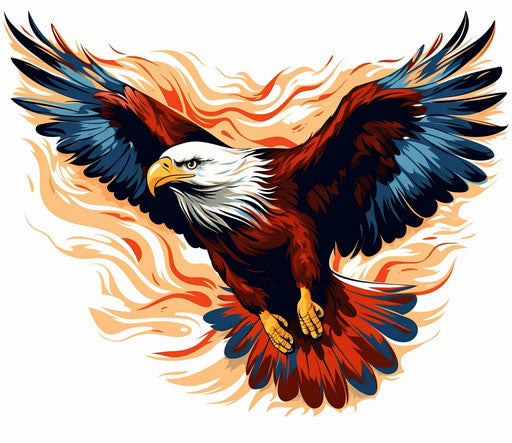 Flying eagle vector, dark beige and orange, realistic tattoo