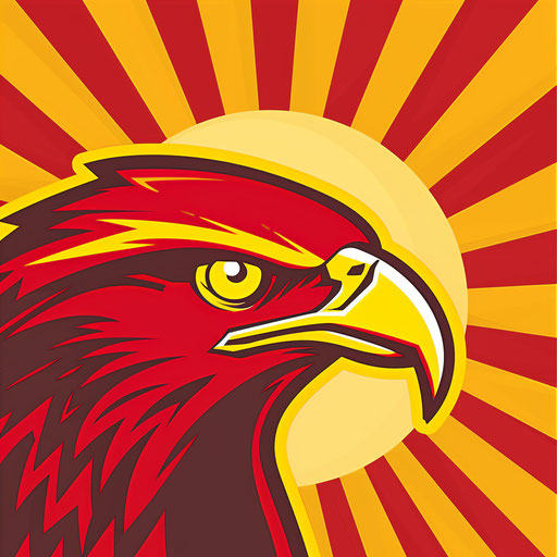 Classic hawk sports logo in red and yellow