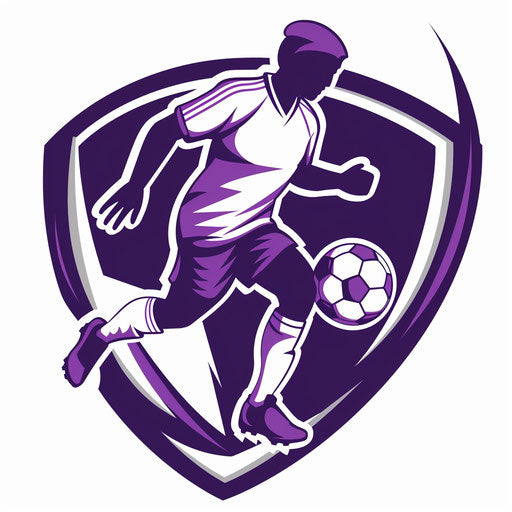 Football logo design in purple and white