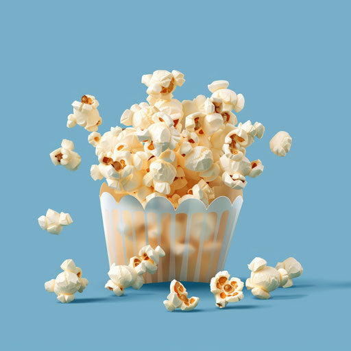 Photo realistic popcorn clipart on light blue background
